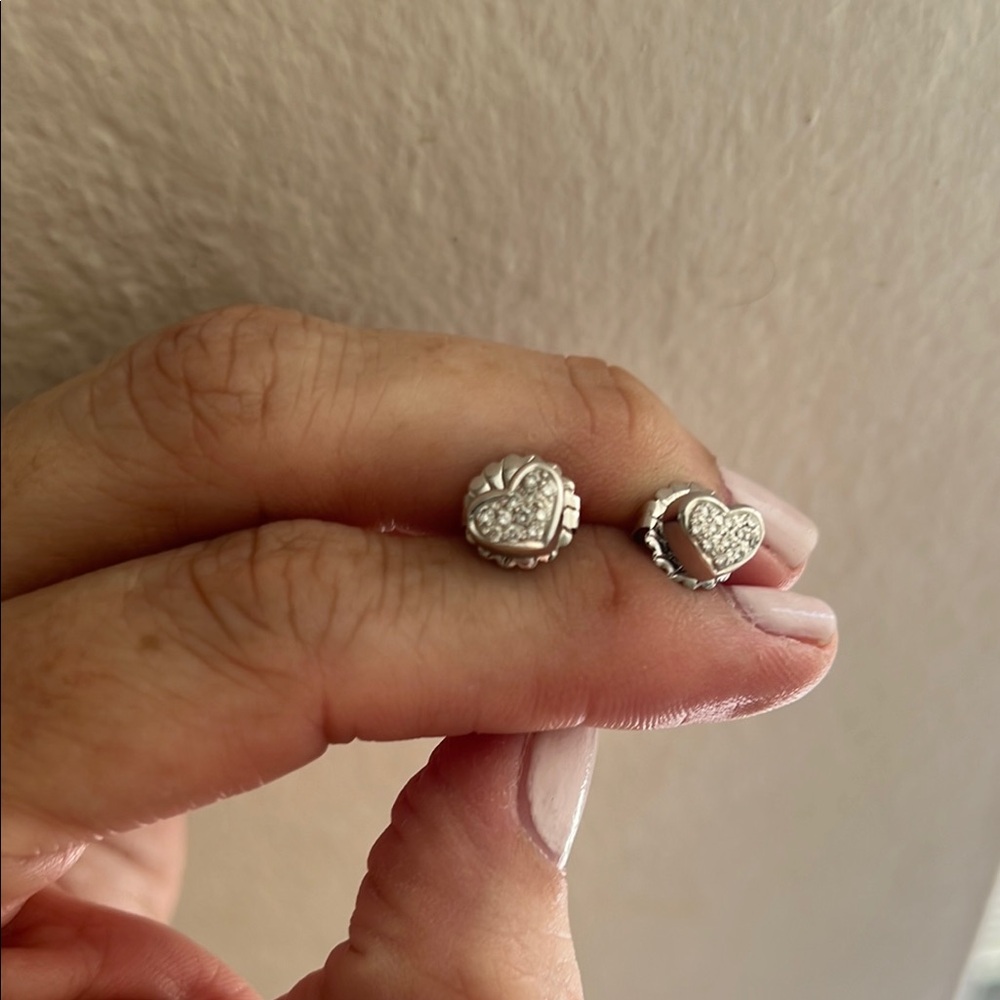 Sterling Silver Heart Pavé Stud Earrings - Sparkling White